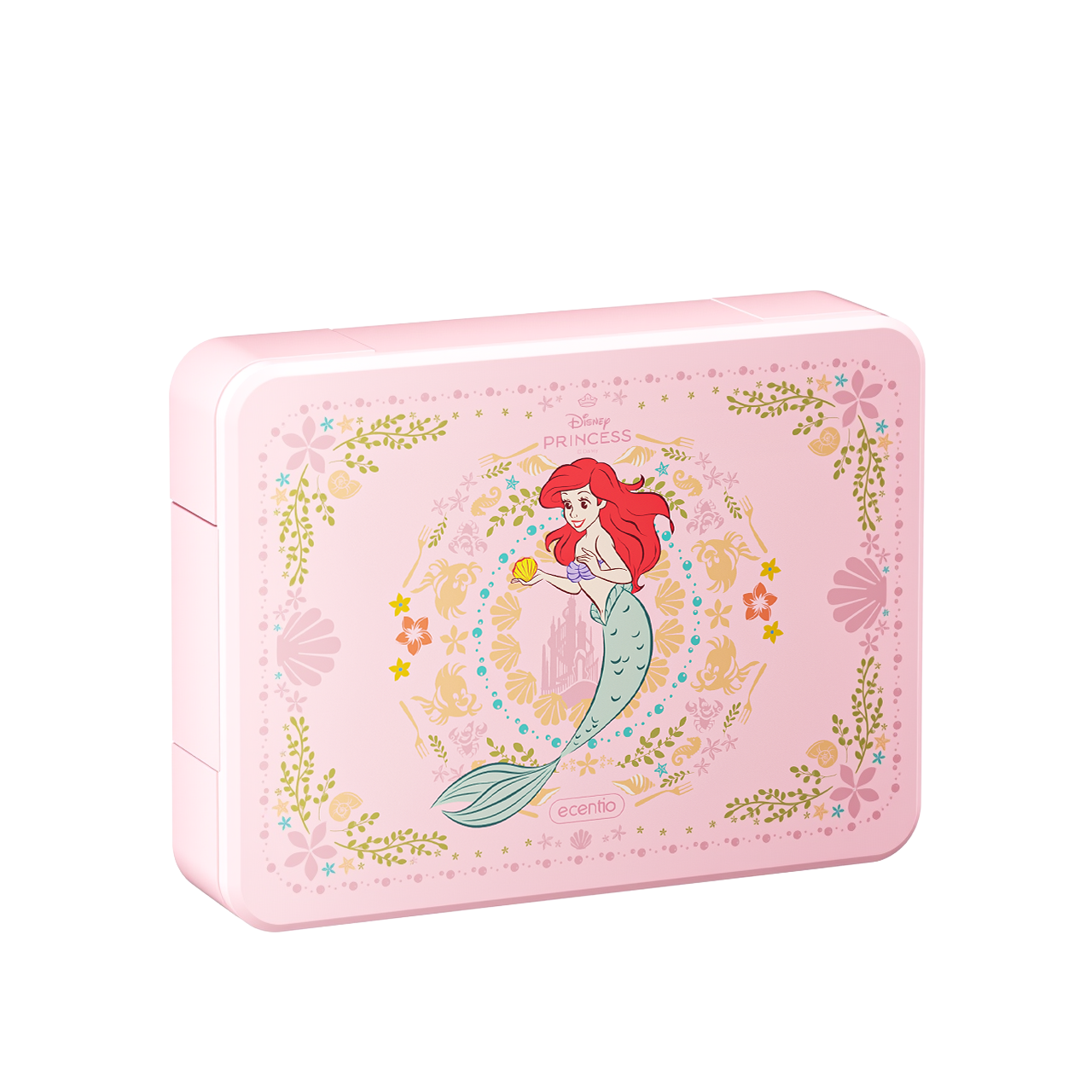 [Back To School] ecentio × Disney Princess Ariel Botol Minum & Kotak Makan Anak Anti Tumpah Lunch Box Snack box Free Sendok Tas Bekal BPA Free Tahan Panas - PO 11 June