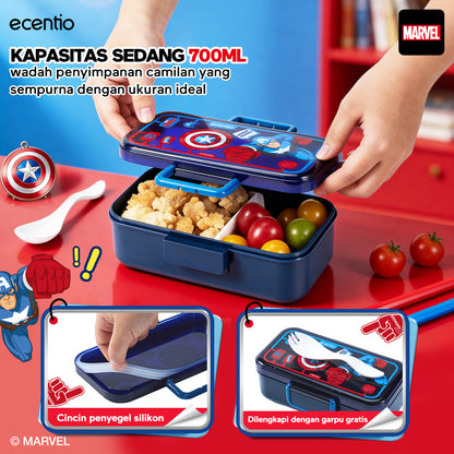 [Back To School] ecentio Captain America Lunch Box Anak Set Botol Minum Kotak Makan Anak Anti Bocor Anti Tumpah Tempat Bekal Anak Sekolah BPA Free Tas Bekal Kotak Bekal Sekolah Perlengkapan Sekolah [PO 11 June]