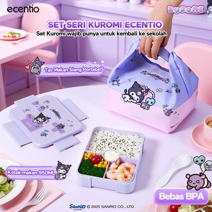 ecentio Official Kuromi Back to School Set Set Bekal Sekolah Kuromi Resmi — Lunch Box + Botol Minum + Tas Bekal