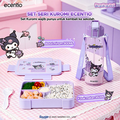 ecentio Official Kuromi Back to School Set Set Bekal Sekolah Kuromi Resmi — Lunch Box + Botol Minum + Tas Bekal