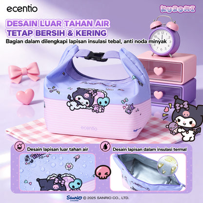 ecentio Official Kuromi Back to School Set Set Bekal Sekolah Kuromi Resmi — Lunch Box + Botol Minum + Tas Bekal