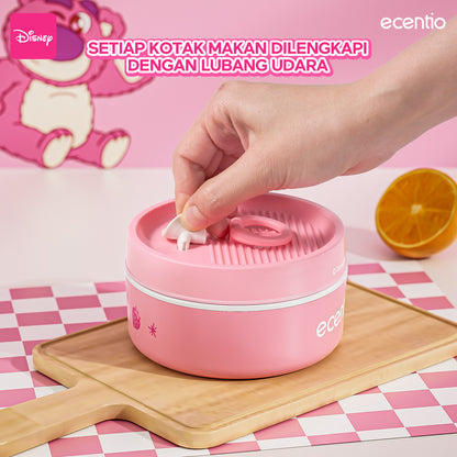 【🌟Pre-Order】ecentio 3-pcs Kotak Makan Stainless Steel Disney Strawberry Bear — Praktis, Imut &amp; Aman