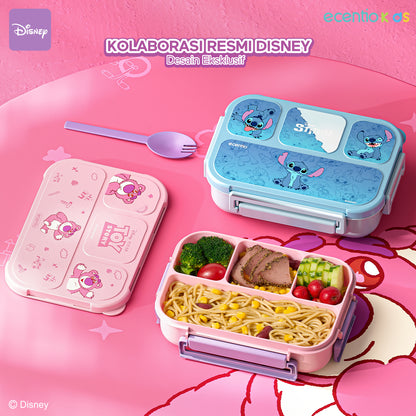 【Orignal】ecentiokids tempat makan anak Disney  Lotso & Stitch lucu sekolah BPA free bayi anti tumpah lunch box