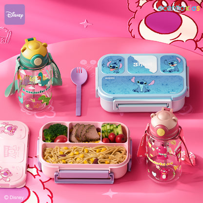 【Orignal】ecentiokids tempat makan anak Disney  Lotso & Stitch lucu sekolah BPA free bayi anti tumpah lunch box