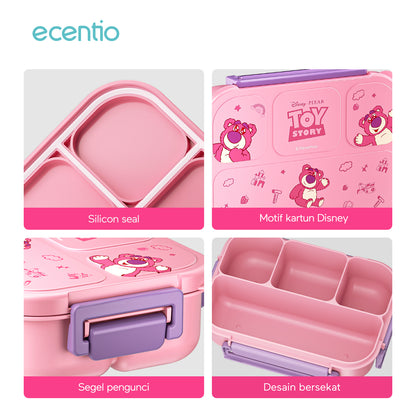 【Orignal】ecentiokids tempat makan anak Disney  Lotso & Stitch lucu sekolah BPA free bayi anti tumpah lunch box