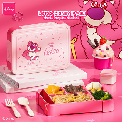 【🌟Pre-Order】ecentio Kotak Bekal Plastik Strawberry Bear Disney 1300ml