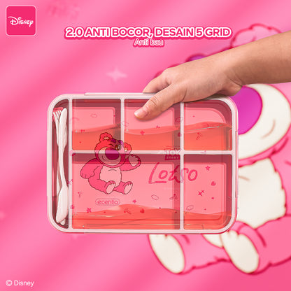 【🌟Pre-Order】ecentio Kotak Bekal Plastik Strawberry Bear Disney 1300ml