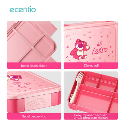 【🌟Pre-Order】ecentio Kotak Bekal Plastik Strawberry Bear Disney 1300ml