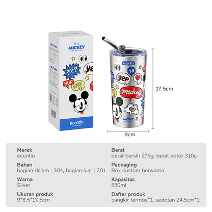 Pemesanan Awal!🌟ecentio Disney Tumbler stainless Mug copi Cangkir botol minum 550ml