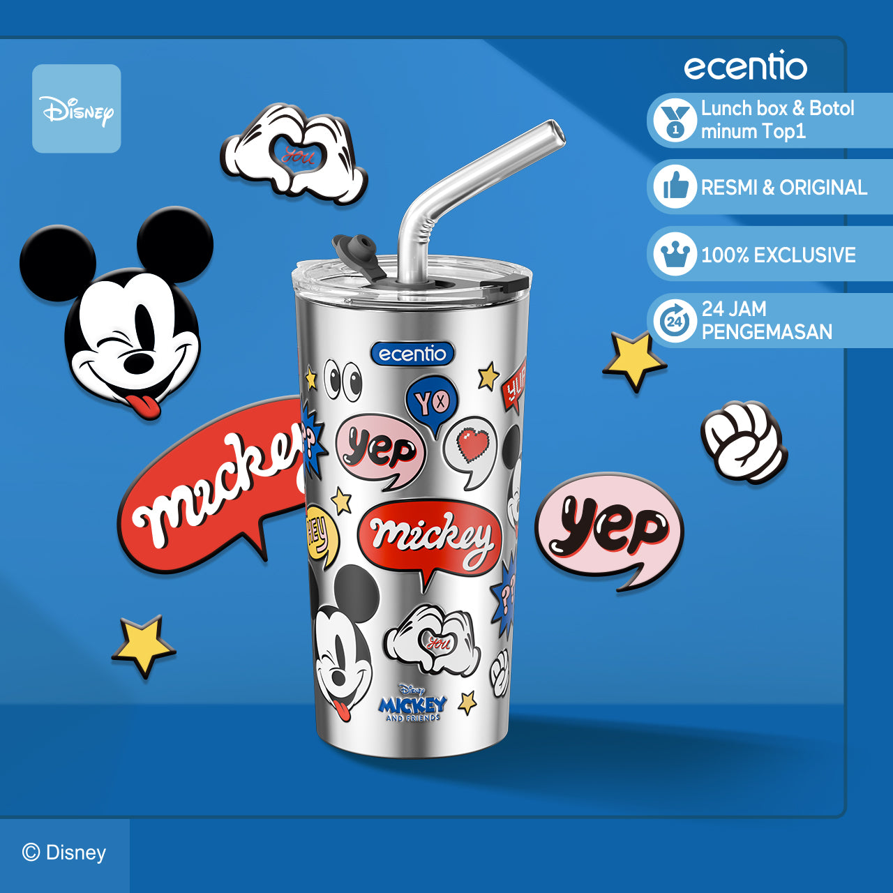 【🌟Pre-Order】ecentio Disney Tumbler stainless Mug copi Cangkir botol minum 550ml