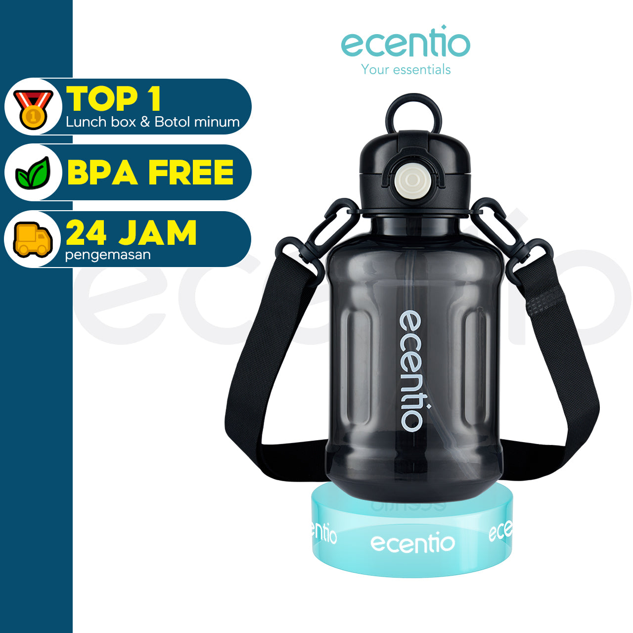 ecentio 1000ml botol minum sport Tumbler Olahraga Botol olahraga