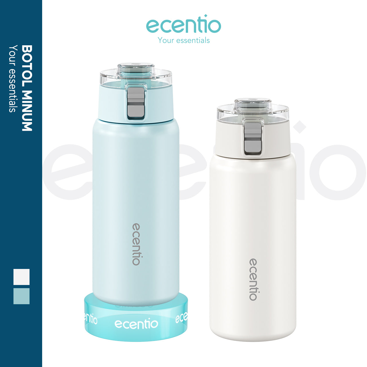 ecentio tumbler minum stainless 450ml portable termos premium botol aesthetic korea tahan panas dingin