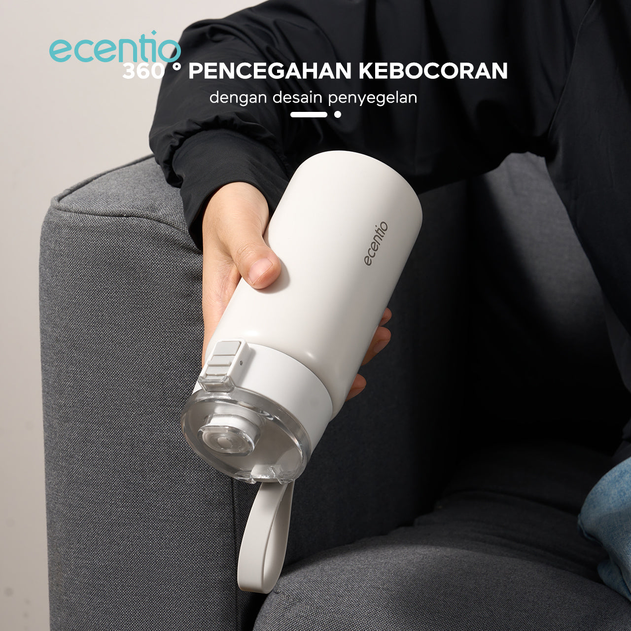 ecentio tumbler minum stainless 450ml portable termos premium botol aesthetic korea tahan panas dingin