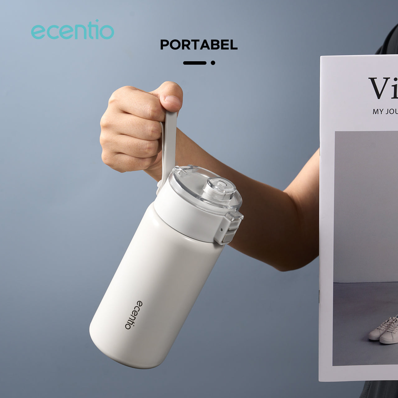 ecentio tumbler minum stainless 450ml portable termos premium botol aesthetic korea tahan panas dingin