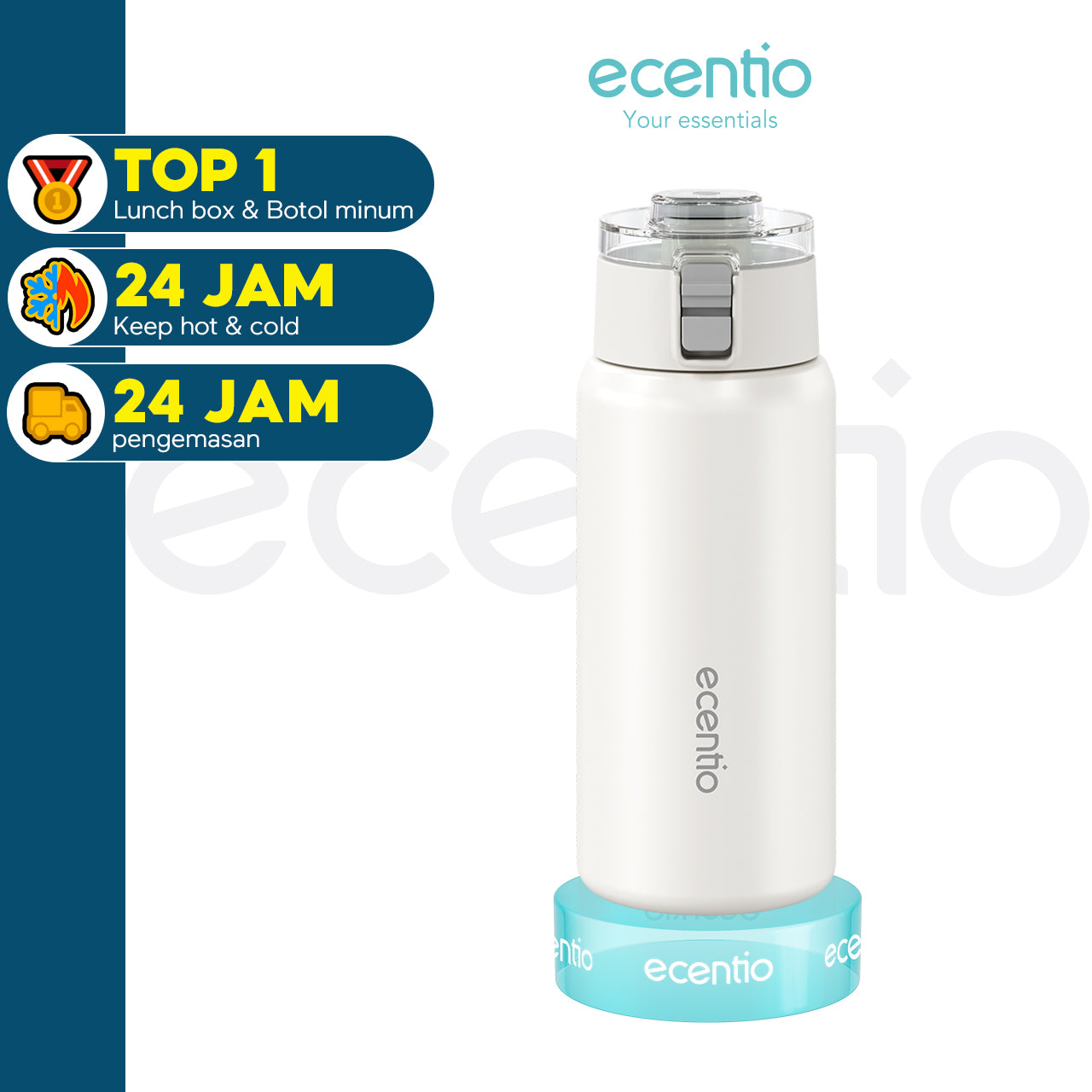 ecentio tumbler minum stainless 450ml portable termos premium botol aesthetic korea tahan panas dingin