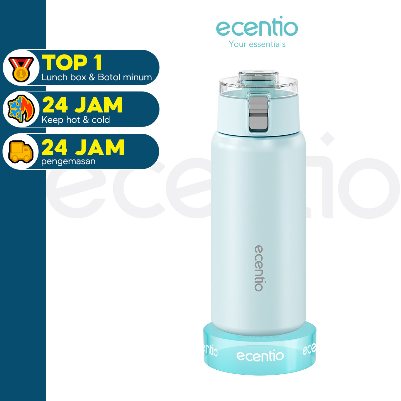 ecentio tumbler minum stainless 450ml portable termos premium botol aesthetic korea tahan panas dingin