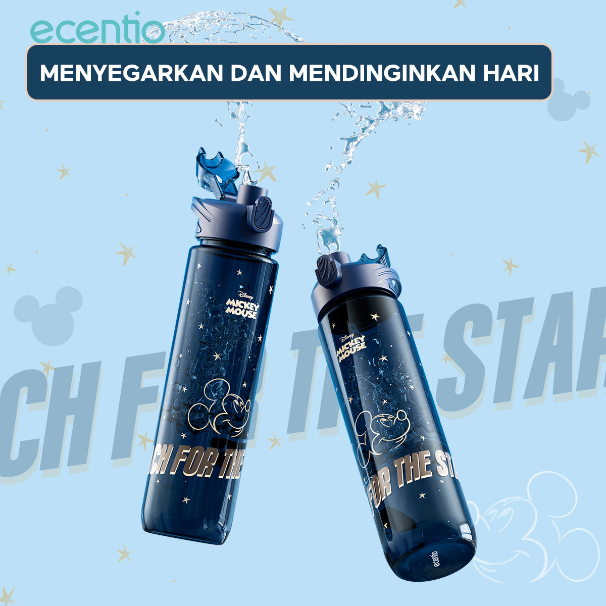 【2 Pcs Set】【Anti Tumpah 2.0】ecentio lunch box 1150ml sekat 3 dengan kotak sauce BPA free tempat makan+Disney botol minum