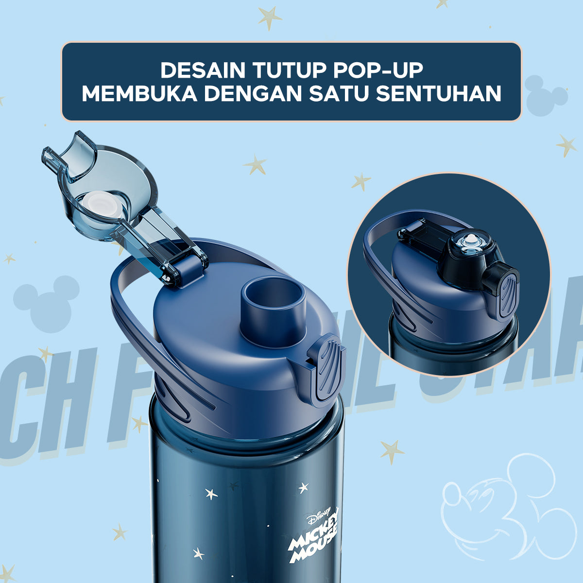 Pemesanan Awal!🌟ecentio Disney botol minum 1000ml Portable Water Tumbler Botol 1 Liter