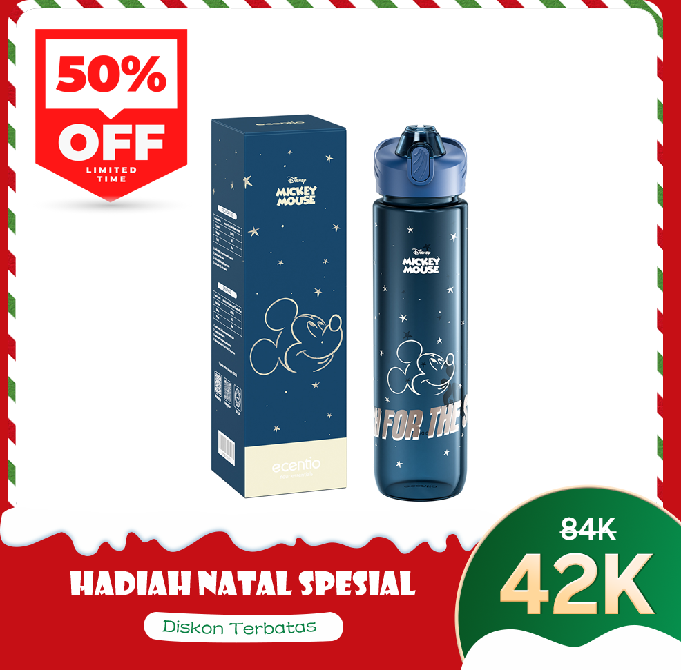 Botol Minum Anak Disney Mickey 1L BPA Free | Anti Bocor, Aman Food Grade, Desain Lucu, Cocok Sekolah & Main