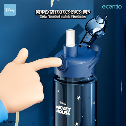 【Dengan sedotan】ecentio Botol air portabel Disney Mickey 1000 ml dengan sedotan 1 liter