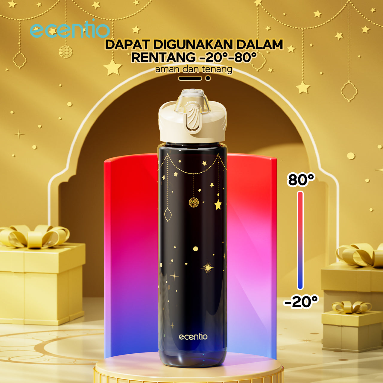 【Ramadan Exclusive】ecentio Botol Minum 1000ml Portable untuk Anak & Olahraga