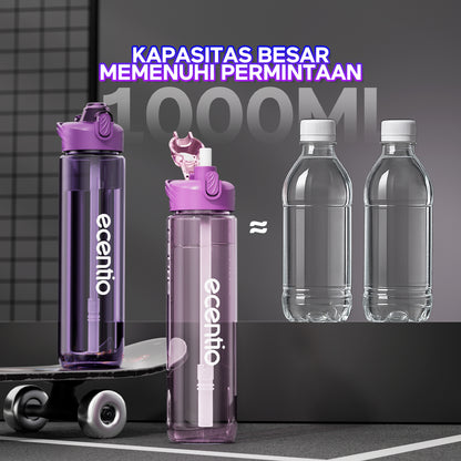 【EaseGo Series】ecentio botol minum 1000ml Portable Botol air Anak Sport 1 Liter Outdoor Anti Bocor Tahan Dingin Panas BPA Free