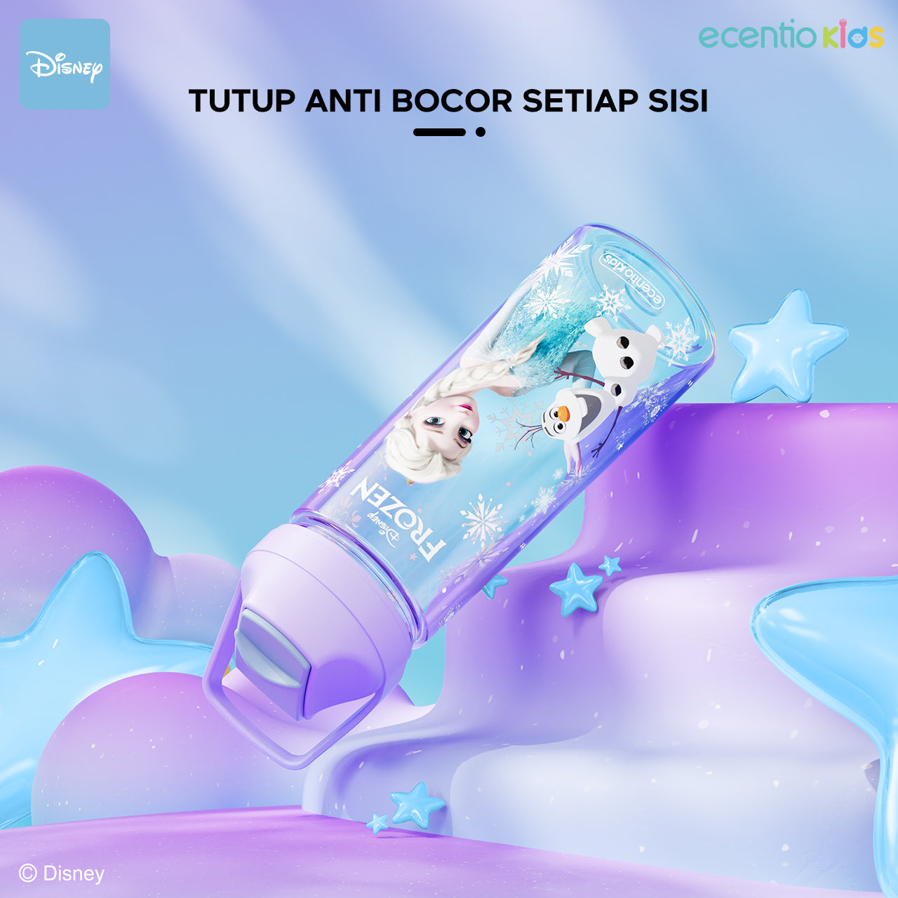 【🌟2 Pcs Set】【Anti Tumpah 2.0】ecentio lunch box 1150ml sekat 3 dengan kotak sauce BPA free tempat makan+Disney botol minum