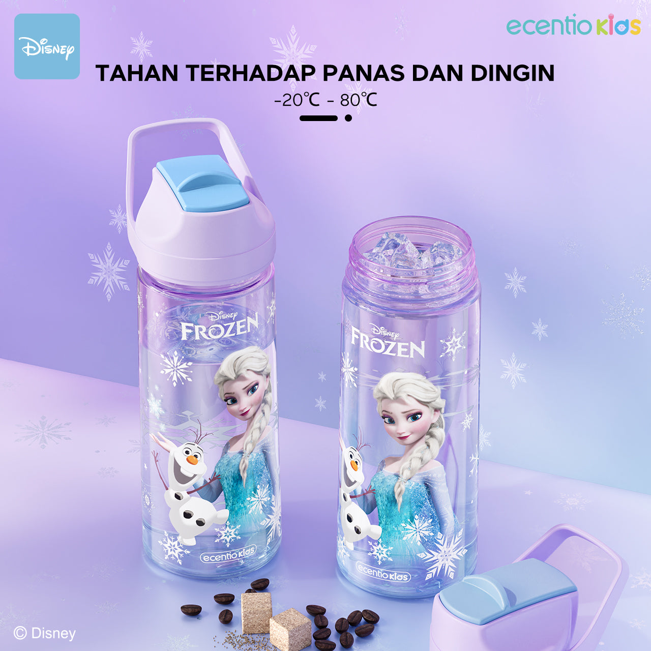 【🌟2 Pcs Set】【Anti Tumpah 2.0】ecentio lunch box 1150ml sekat 3 dengan kotak sauce BPA free tempat makan+Disney botol minum