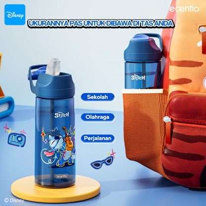 ecentio botol minum anak 500ml Disney Stitch lucu aesthetic perempuan botol air sekolah BPA free