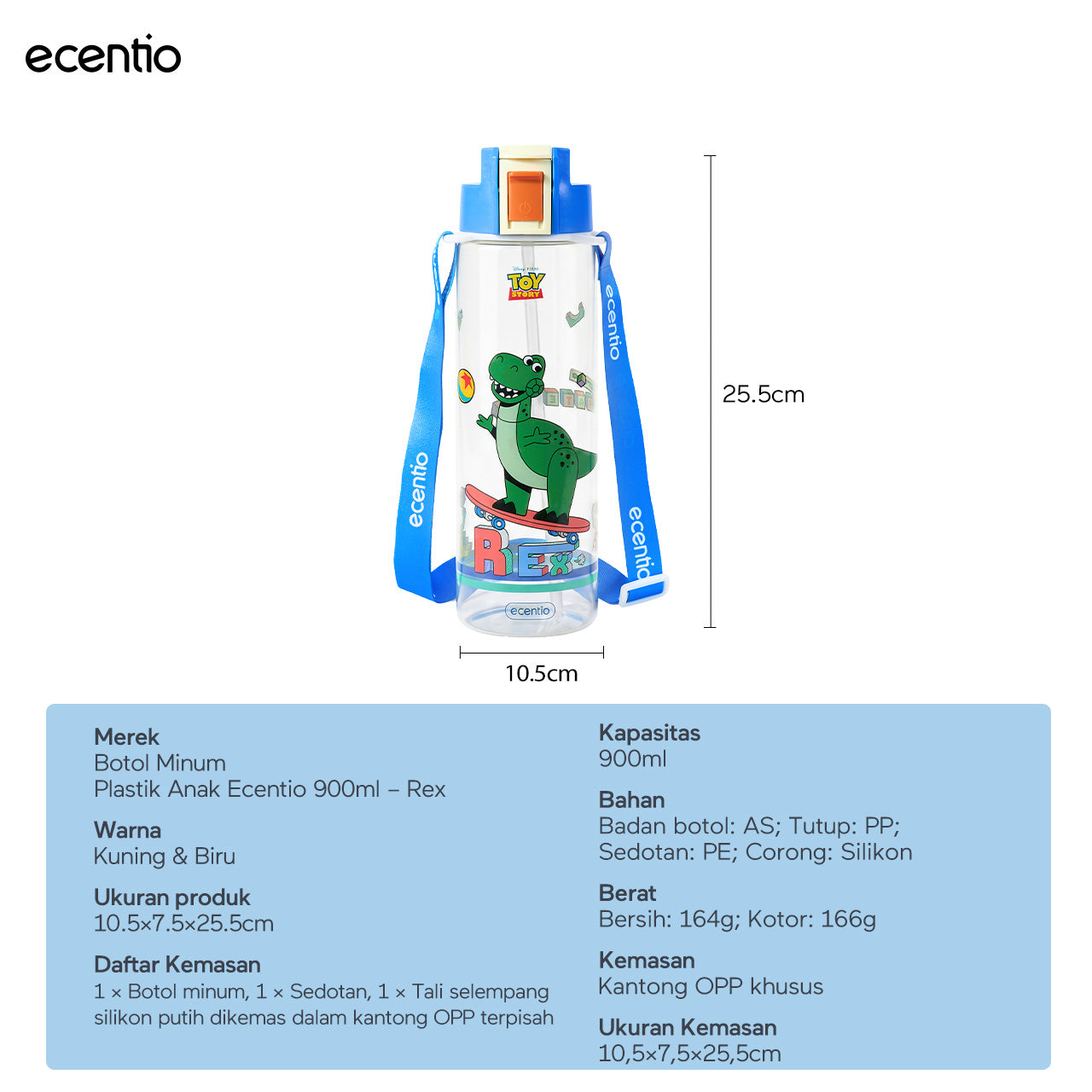 [Back To School] ecentio Kotak Makan Anak Rex Set Bekal Sekolah Toy story Lunch Box Stainless 750ml Botol Minum 900ml Tas Bekal BPA Free Tempat Makan Anak