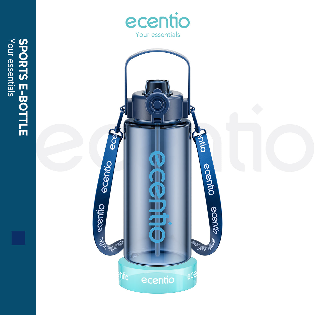 ecentio botol minum 1 liter anti tumpah water bottle Bpa free dengan portable tail