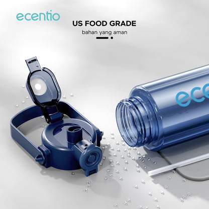 ecentio botol minum 1 liter anti tumpah water bottle Bpa free dengan portable tail