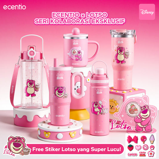 [kyanvara Exclusiv] ecentio Tumbler Lotso Series Kolaborasi Eksklusif Free Stiker Lucu Design Cute Modern Tahan Panas Dingin Stainless Steel SUS304 SUS316 Botol Minum Harian Serbaguna 500ml 600ml 750ml 900ml 1100ml Cocok Untuk Hadiah Ulang Tahun & Koleksi