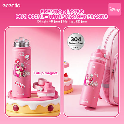 [kyanvara Exclusiv] ecentio Tumbler Lotso Series Kolaborasi Eksklusif Free Stiker Lucu Design Cute Modern Tahan Panas Dingin Stainless Steel SUS304 SUS316 Botol Minum Harian Serbaguna 500ml 600ml 750ml 900ml 1100ml Cocok Untuk Hadiah Ulang Tahun & Koleksi