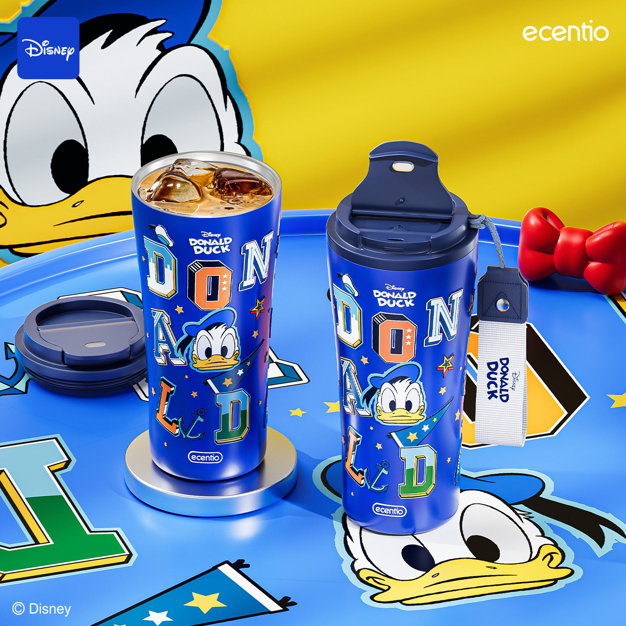 ecentio Tumbler Stainless 480ml Botol Minum Tahan Dingin Disney Donald Duck – Gelas Kopi Aesthetic