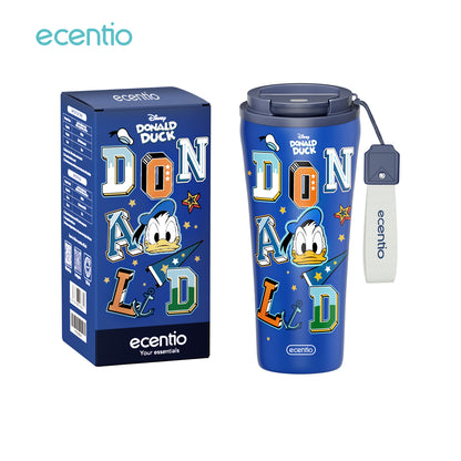 ecentio tumbler minum stainless 480ml aesthetic Disney Donald Duck gelas kopi botol tahan dingin