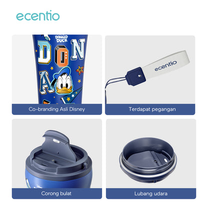 ecentio tumbler minum stainless 480ml aesthetic Disney Donald Duck gelas kopi botol tahan dingin