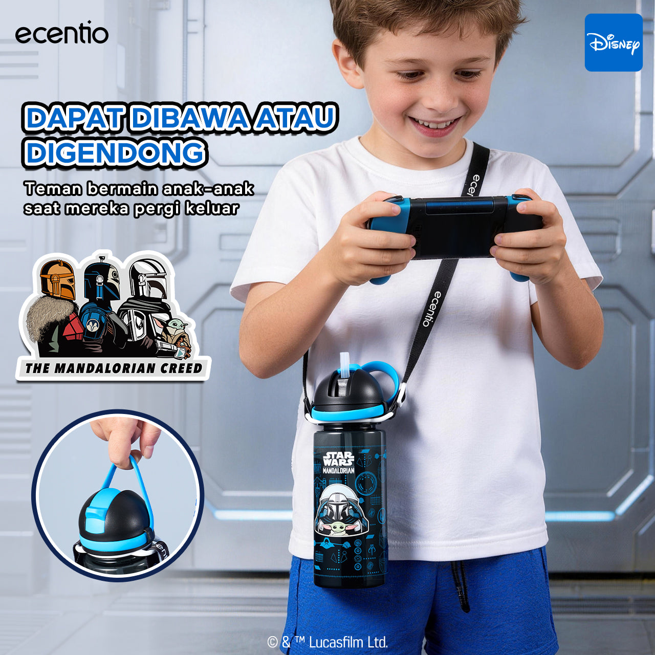ecentio Star Wars Series Original Resmi Kotak Bekal Anak 950ml Anti Bocor BPA Free Set Lunch Box + Botol Minum Sendok Tas Bekal Sekolah Back to School Tempat Makan Sekat Snack