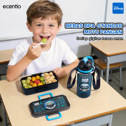 ecentio Star Wars Series Original Resmi Kotak Bekal Anak 950ml Anti Bocor BPA Free Set Lunch Box + Botol Minum Sendok Tas Bekal Sekolah Back to School Tempat Makan Sekat Snack