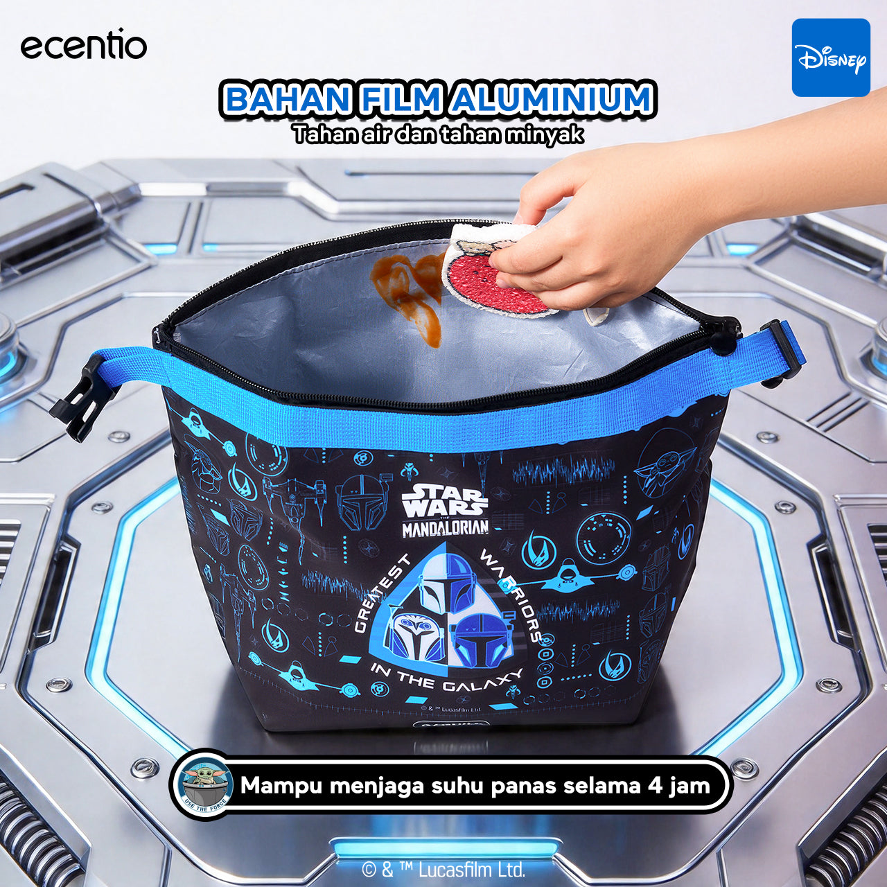 ecentio Star Wars Series Original Resmi Kotak Bekal Anak 950ml Anti Bocor BPA Free Set Lunch Box + Botol Minum Sendok Tas Bekal Sekolah Back to School Tempat Makan Sekat Snack