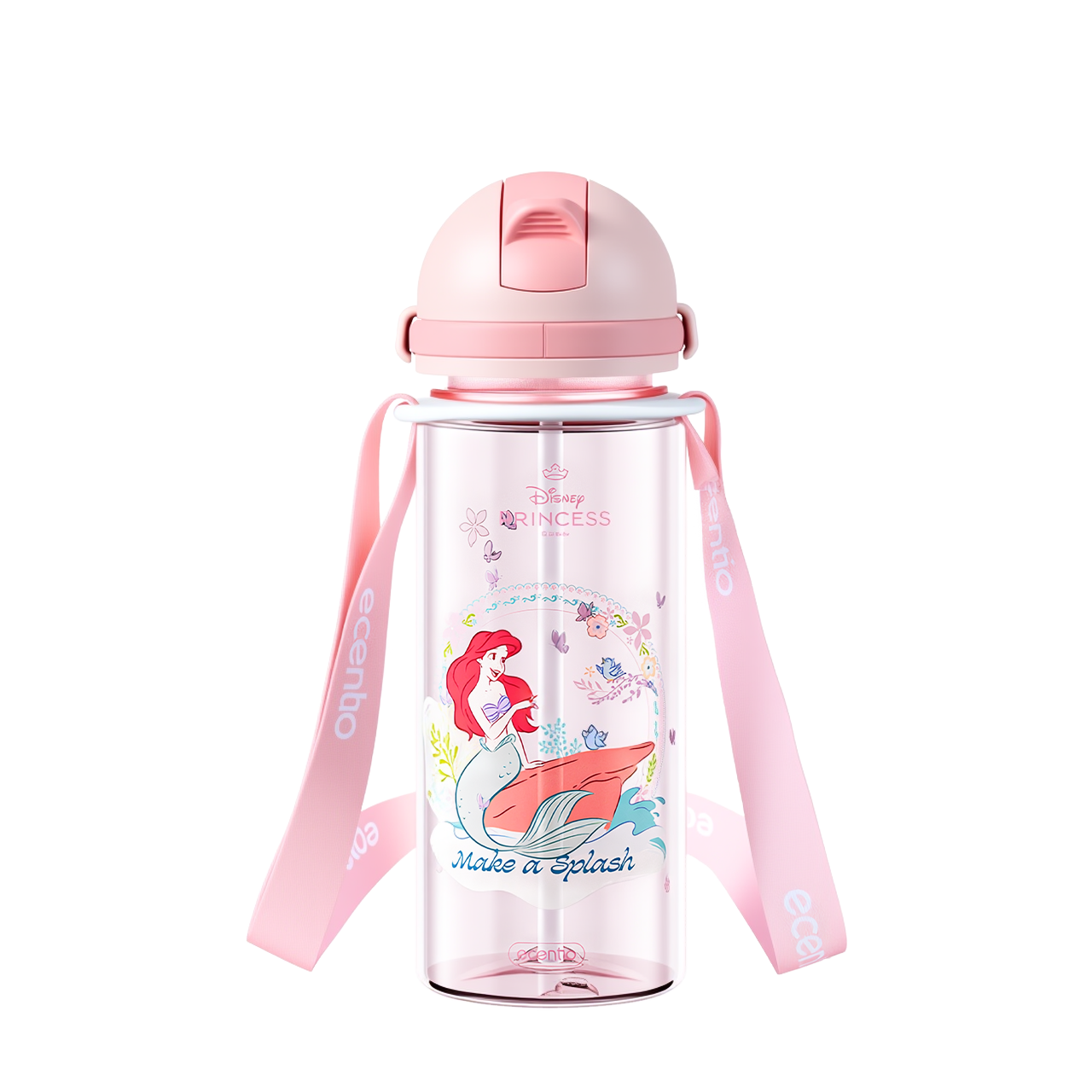 [Back To School] ecentio × Disney Princess Ariel Botol Minum & Kotak Makan Anak Anti Tumpah Lunch Box Snack box Free Sendok Tas Bekal BPA Free Tahan Panas - PO 11 June