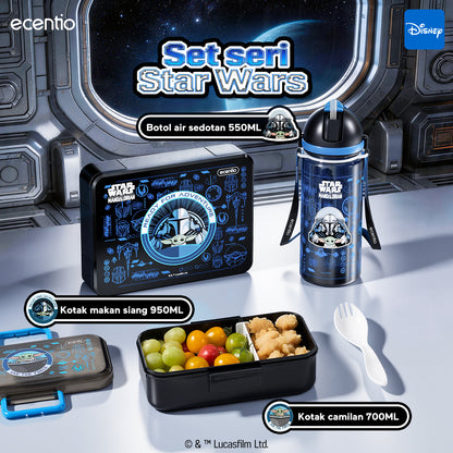 ecentio Star Wars Series Original Resmi Kotak Bekal Anak 950ml Anti Bocor BPA Free Set Lunch Box + Botol Minum Sendok Tas Bekal Sekolah Back to School Tempat Makan Sekat Snack