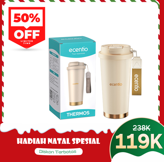 ecentio Tumbler Premium Stainless Steel 316 | Tahan Dingin 24 Jam, 530ml dengan Sedotan Portable