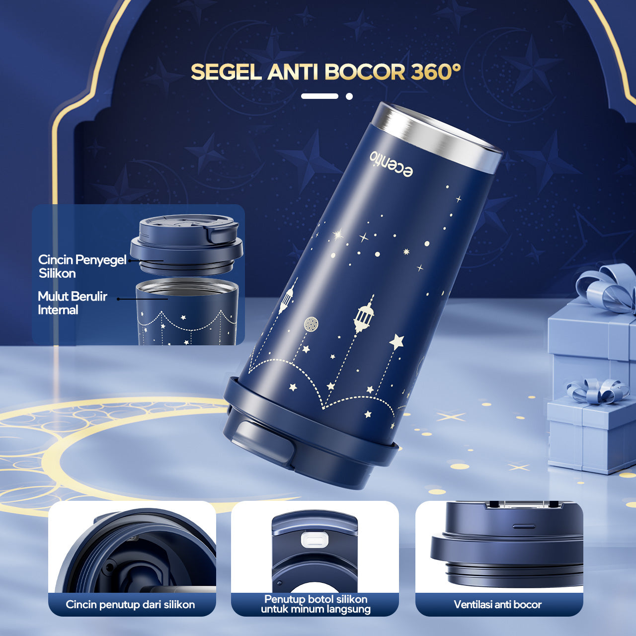 【🌟Pre-Order】【Ramadan Exclusive】ecentio tumbler premium stainless steel 316 530ml tahan dingin 24 jam dengan sedotan portable