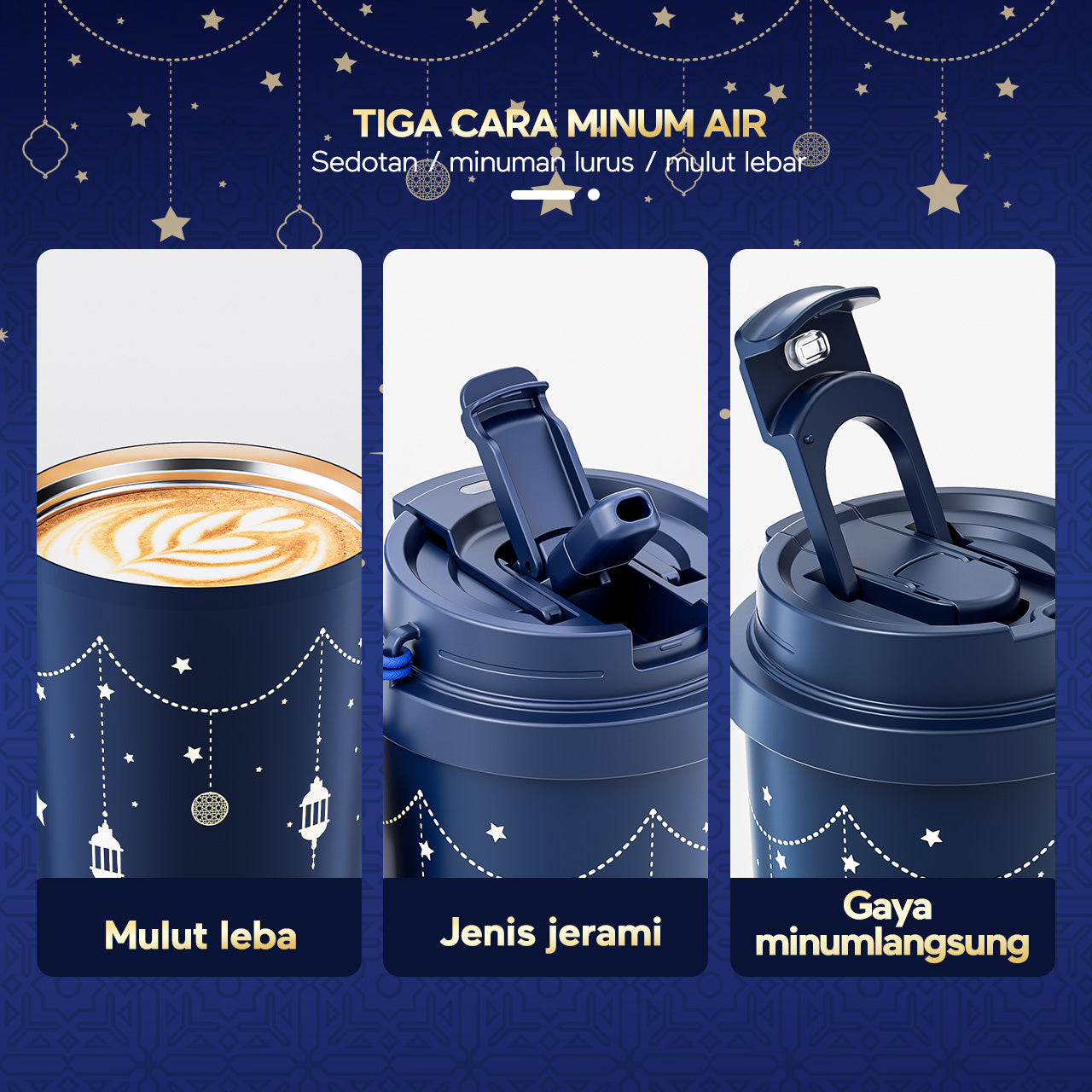 【🌟Pre-Order】【Ramadan Exclusive】ecentio tumbler premium stainless steel 316 530ml tahan dingin 24 jam dengan sedotan portable