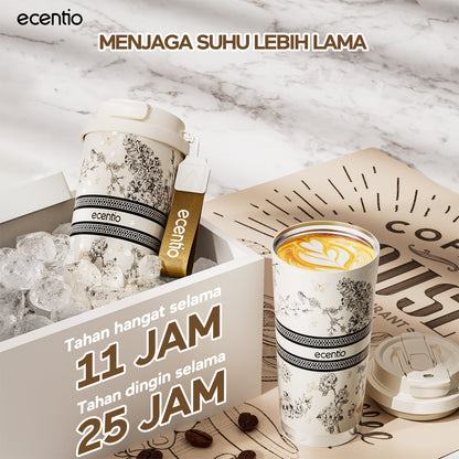 【🌟Pre-Order】【gelas kopi tahan panas】ecentio tumbler minum premium 530 ml stainless 316 portabel tahan panas 11 jam dan tahan dingin 25 jam tiga cara minum
