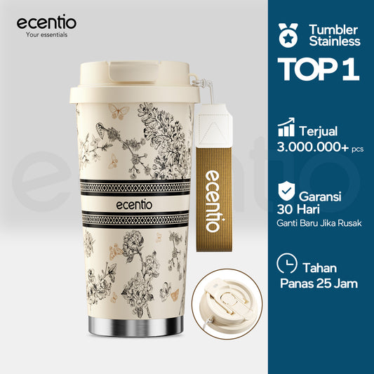 【🌟Pre-Order】【gelas kopi tahan panas】ecentio tumbler minum premium 530 ml stainless 316 portabel tahan panas 11 jam dan tahan dingin 25 jam tiga cara minum
