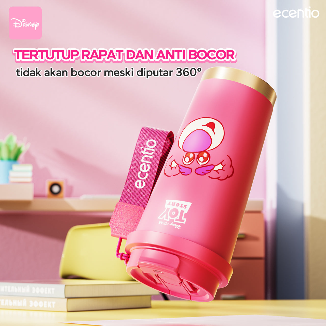【ORI】ecentio X Toy story tumbler minum Disney lotso & stitch premium 530ml tahan dingin 24 jam botol stainless 316 portable botol minum