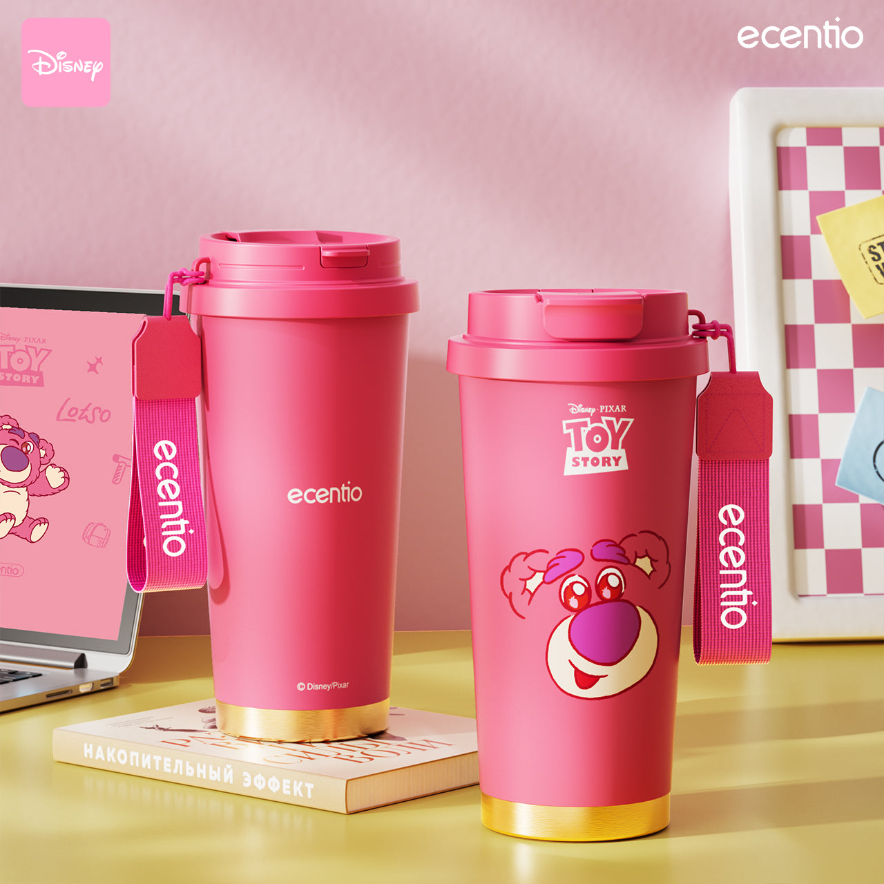 【ORI】ecentio X Toy story tumbler minum Disney lotso & stitch premium 530ml tahan dingin 24 jam botol stainless 316 portable botol minum