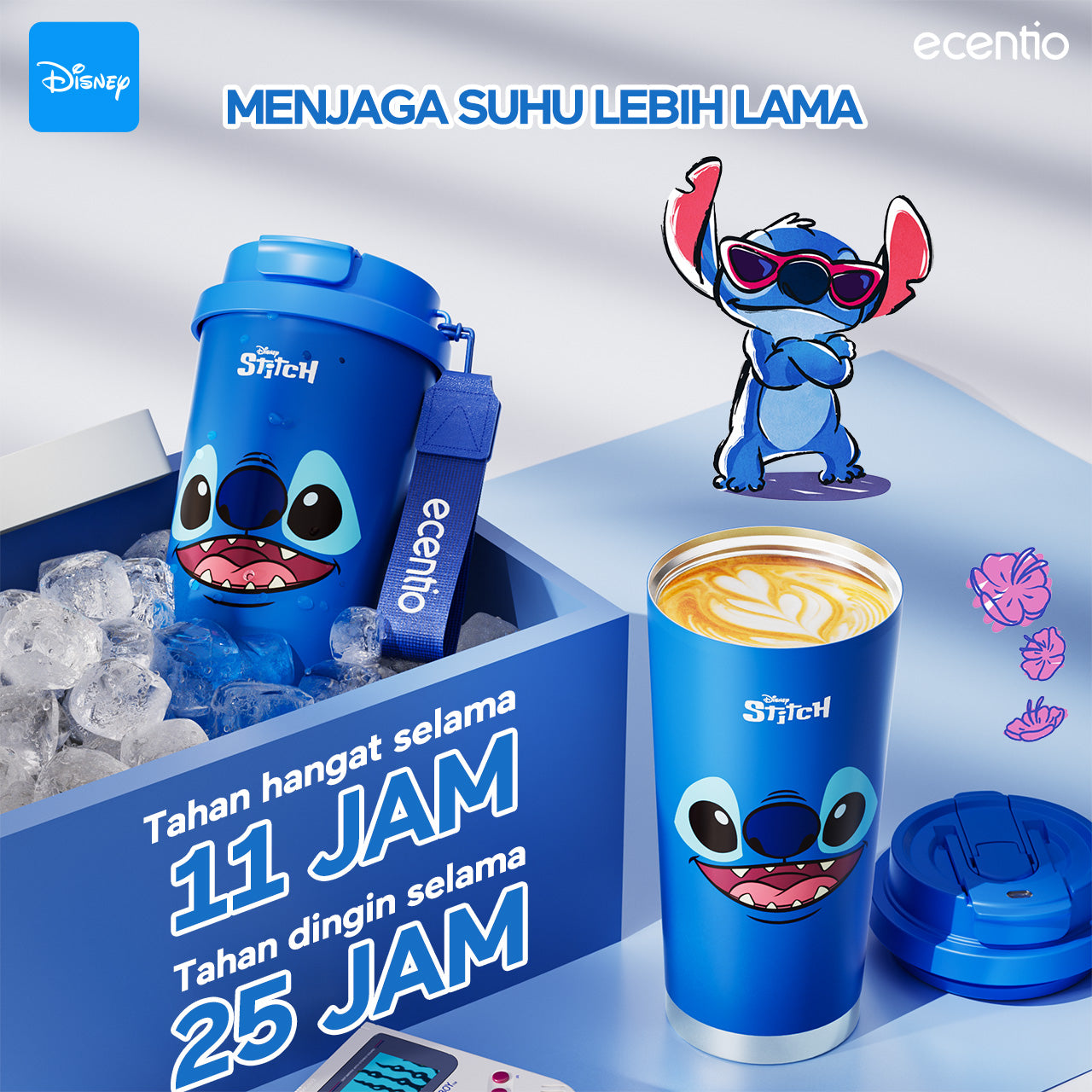 【ORI】ecentio X Toy story tumbler minum Disney lotso & stitch premium 530ml tahan dingin 24 jam botol stainless 316 portable botol minum